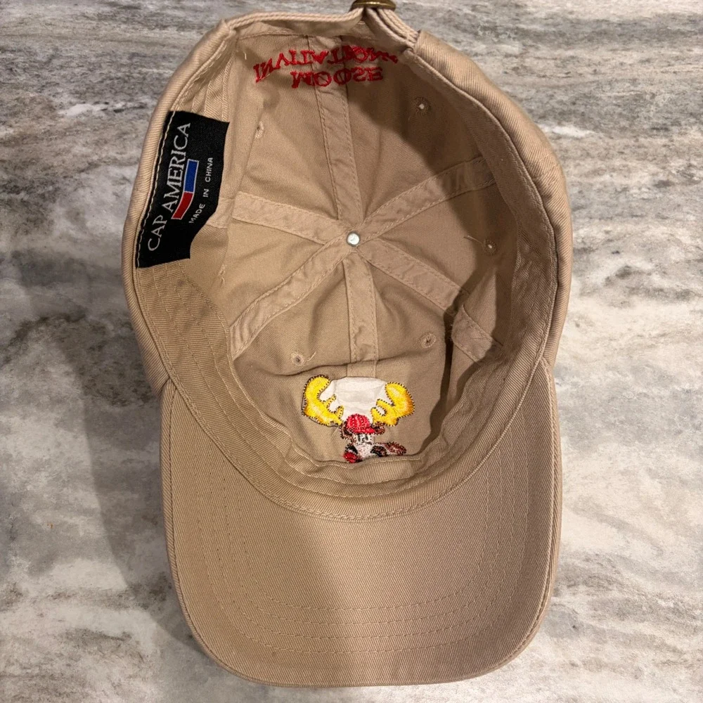 Cap America Moose Invitational Khaki Tan Baseball Hat Adjustable Strapback Cap